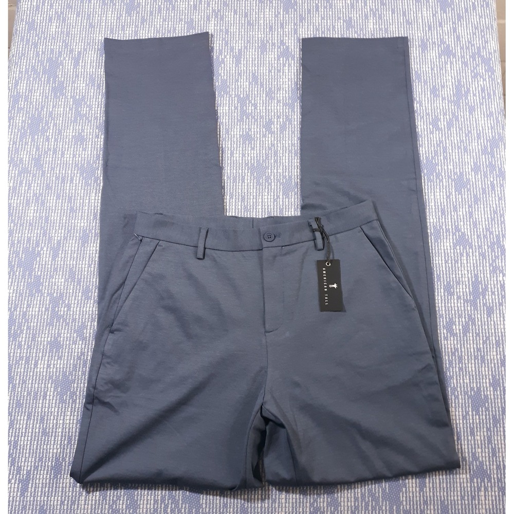 American Tall Chino Pants Mens Size 34 x 38 Viscose Blend Blue NEW
